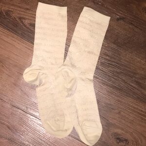 Stockings Socks thin Cream colored Socks with Subtle Sparkle well worn
